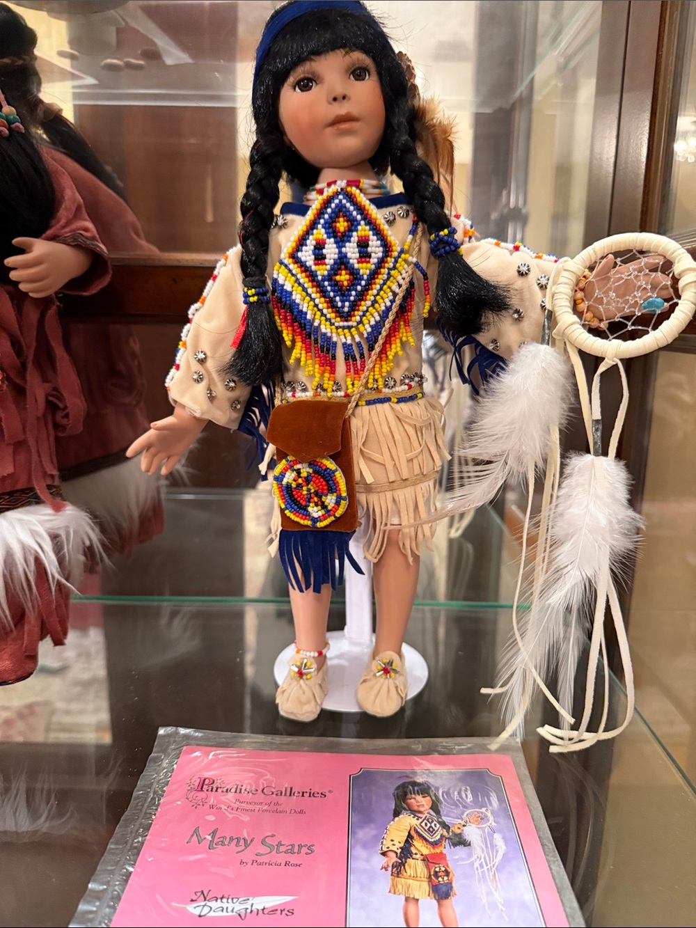 Vintage Many Stars Native-Inspired Doll in Cream & Blue Outfit by Many Stars